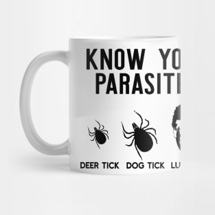 Know Your Parasites Deer Tick Dog Tick Luna Tick Funny Trump Mug